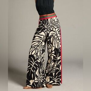 FARM Rio Black and Cream Wide-Leg Pants